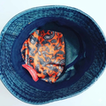 needle eyes' number blue denim bucket hat